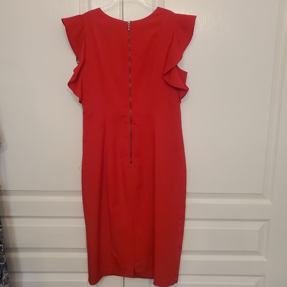 XOXO Red V-Neck Sheath Dress, flutter sleeves, Size 11/12 - Picture 7 of 8
